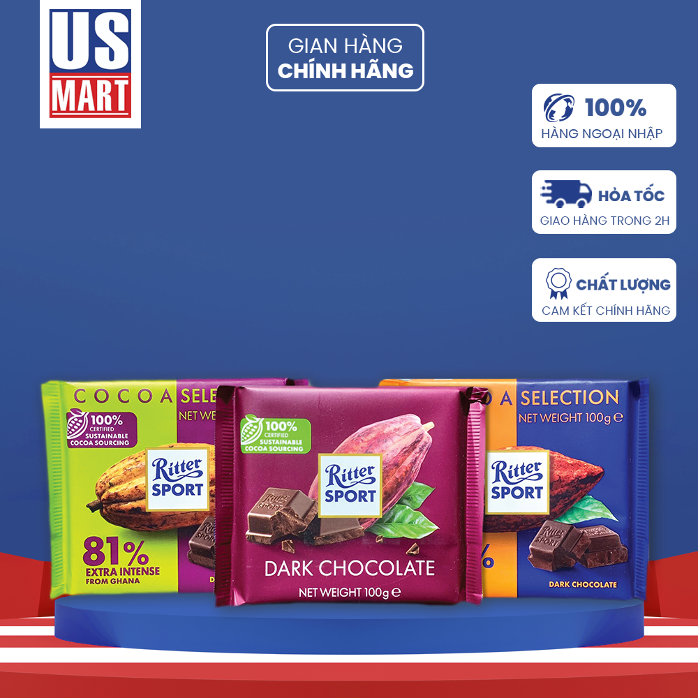 Socola Đen Ritter Sport 50 74 81 Cacao 100g Shopee Việt Nam