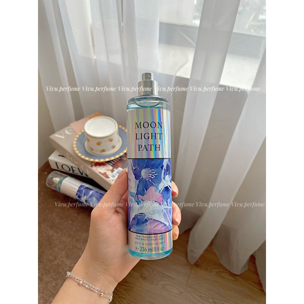 Body mist BBW Vivu perfume hương Moonlight Path phấn rôm em bé Shopee