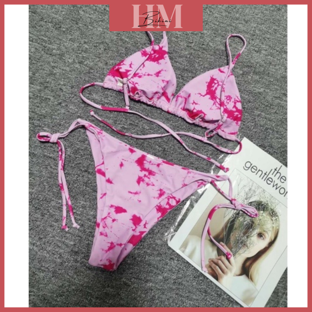 Bikini Đồ Bơi Hai Mảnh Đi Biển Tam Giác Sexy Hai Lớp Loang Màu Hàng