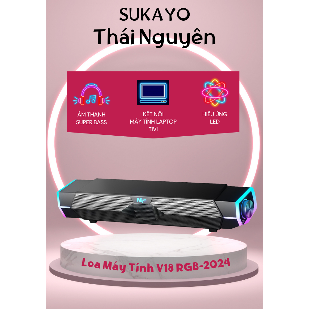 Loa Thanh Soundbar Đèn Led RGB Niye V18 Màu đen Loa Máy Tính Để Bàn