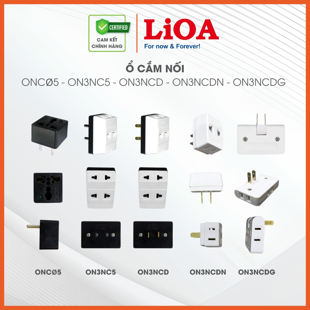 Ổ Cắm Nối đa năng LiOA ổ cắm nối chia 3 ngả chân cắm tròn chân dẹt