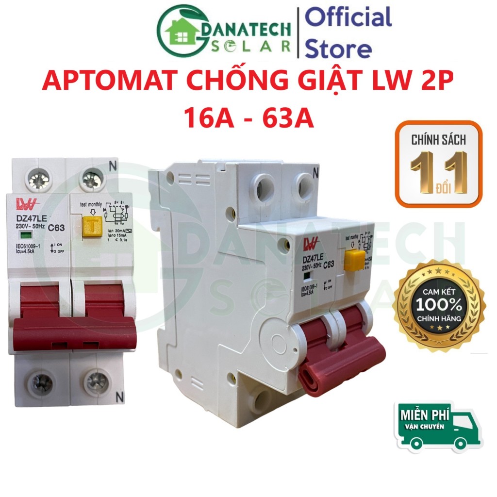 Aptomat chống giật chống rò 16A 63A CB RCBO Chint NXBLE Chính Hãng