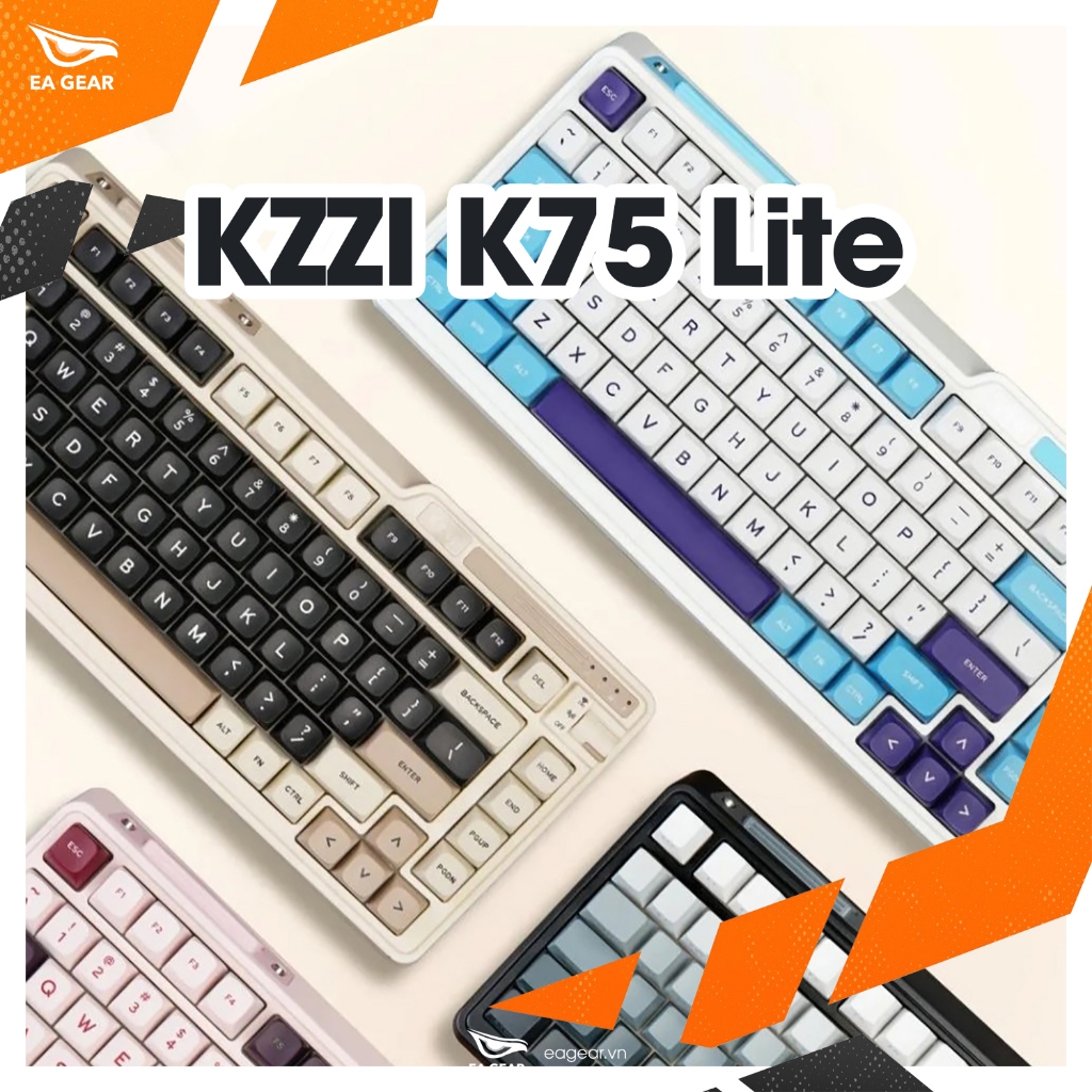 Bàn Phím Cơ KZZI K75 Lite 3 modes mạch xuôi hotswap RGB EA Gear