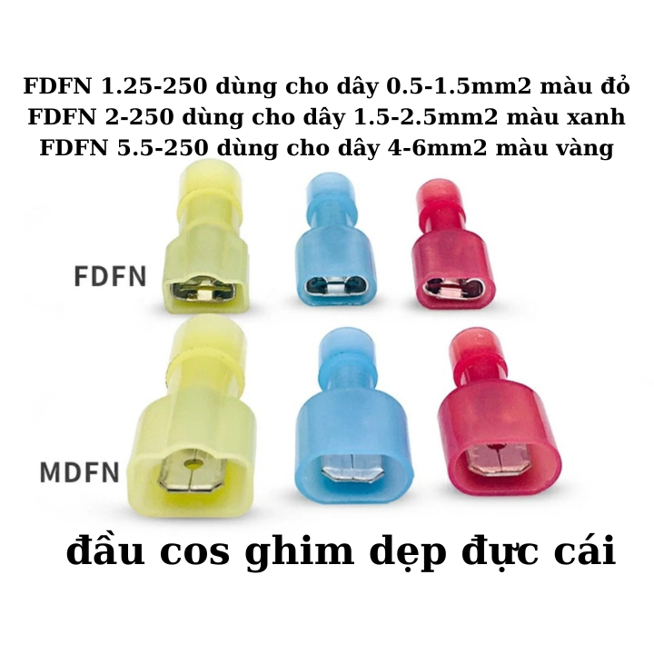 Đầu cos ghim đực cái Đầu cos ghim capa FDFN MDFN cách điện chống