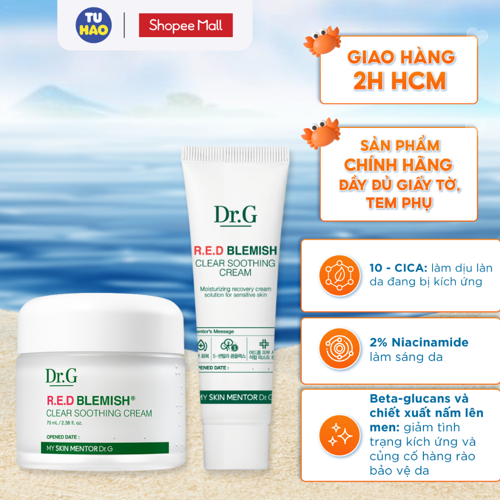 Kem dưỡng Dr G R E D Blemish Clear Soothing Cream 30 70ml Shopee Việt Nam