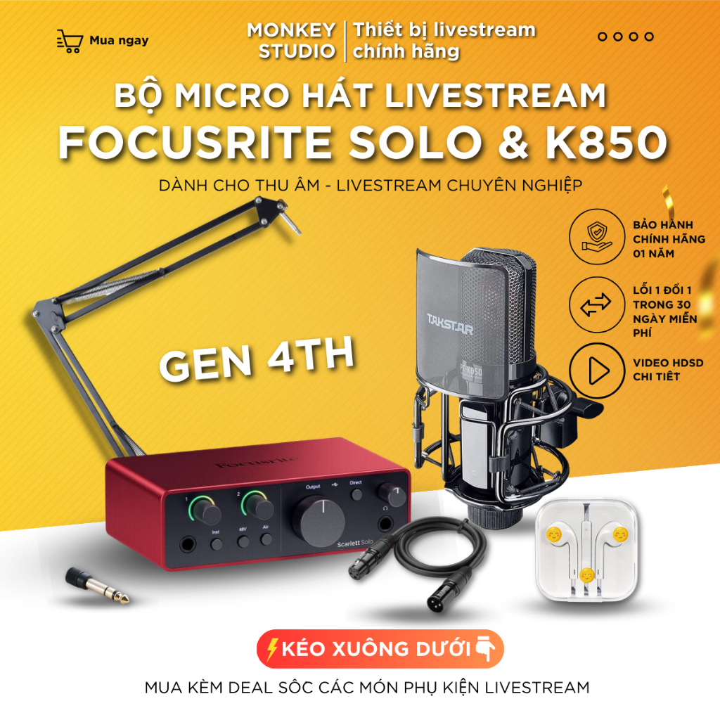 Mic Livestream Micro Thu M Sound Card Focusrite Solo Gen Mic