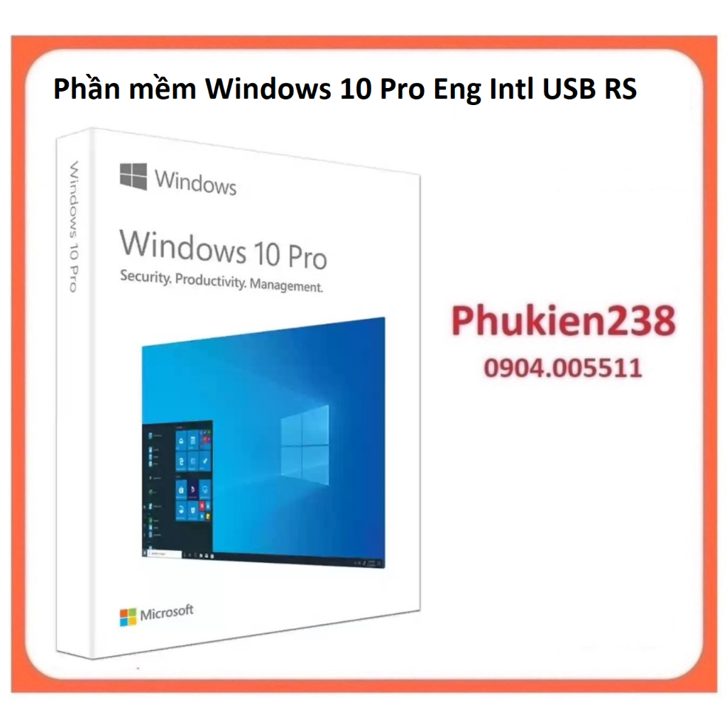 Phần mềm bản quyền Microsoft Windows 10 Pro 32 64 bit Eng Intl USB RS