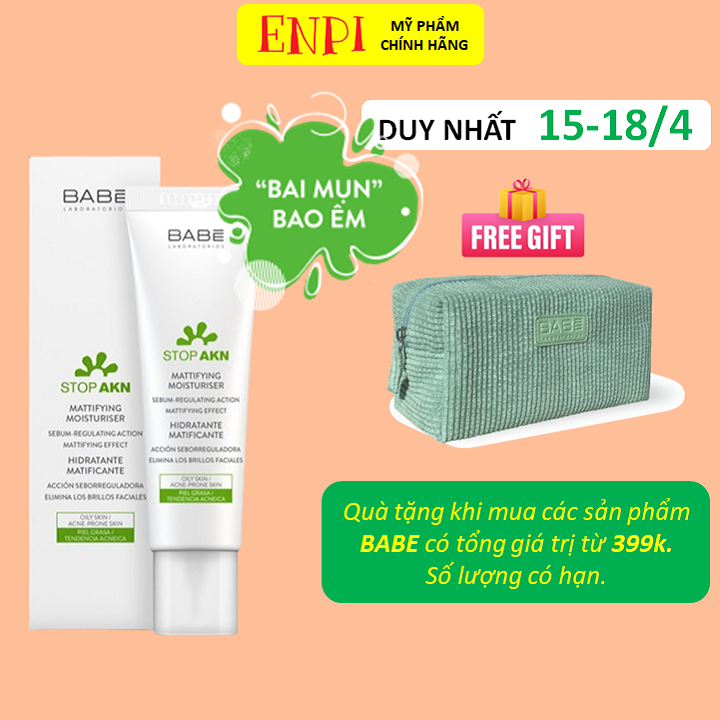 Kem dưỡng ẩm kiềm dầu BABE Stop AKN Mattifying Moisturiser Shopee