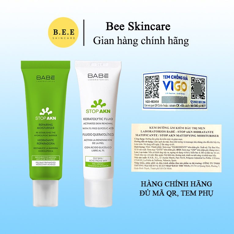 Kem Dưỡng Ẩm Babe Stop AKN Phục Hồi Kiềm Dầu Giảm Mụn Bee Skincare