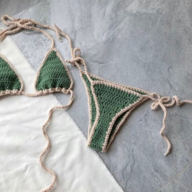 Set Bikini Basic crochet bikini bikini len móc handmade Shopee