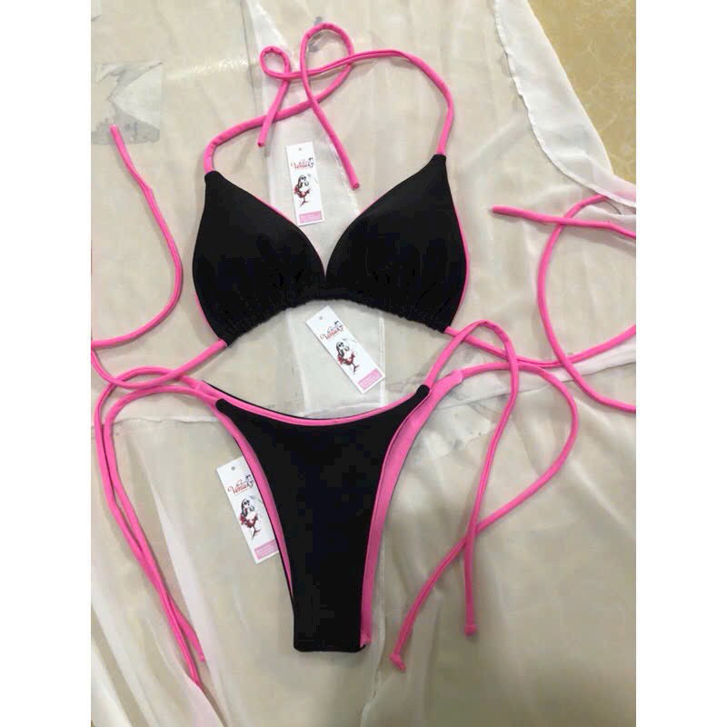 Bikini áo tắm đi biển 2 mảnh phối màu quần nhỏ khoe mông siêu sexy