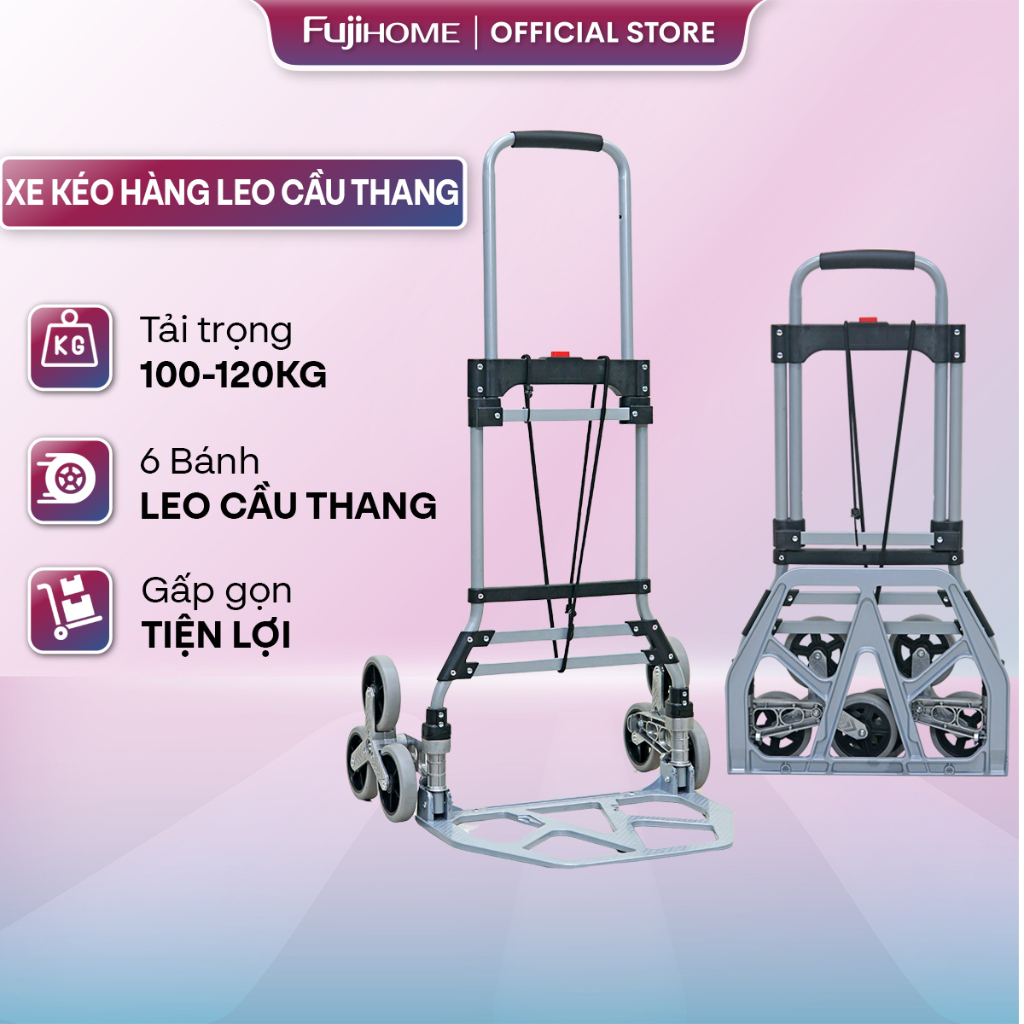 Xe kéo hàng leo cầu thang 6 bánh nhập khẩu Nhật Bản Fujihome 120kg xe