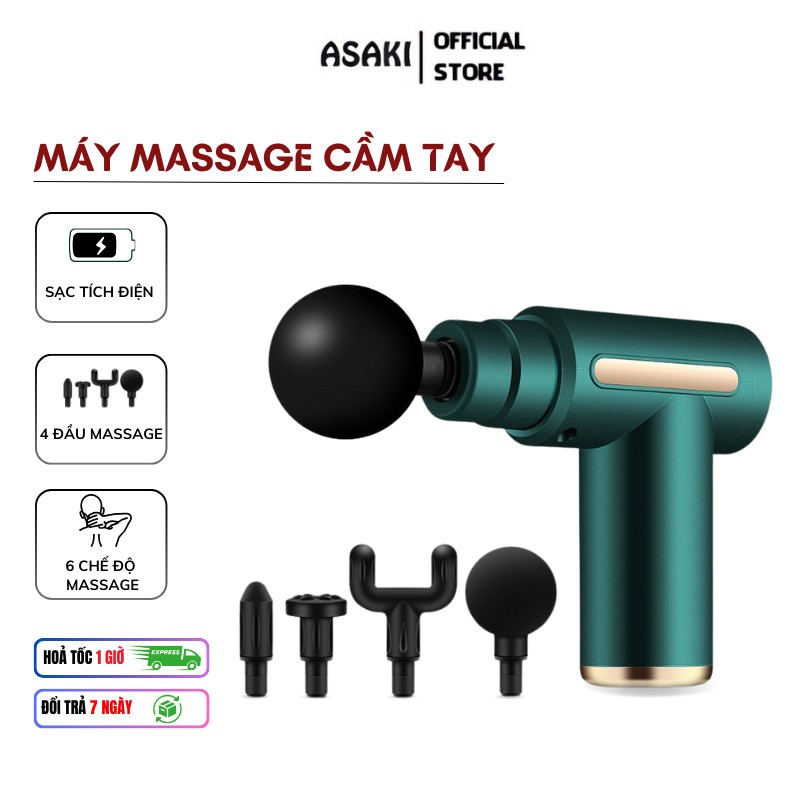 Máy Massage Cầm Tay ASAKI Mát Xa Cổ Vai Gáy 6 Chế Độ Sạc Tích Điện Giảm