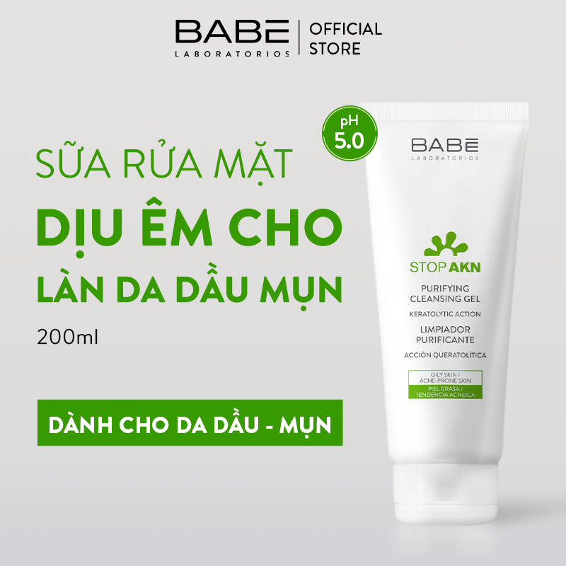 Sữa Rửa Mặt Babe Stop Akn Purifying Cleansing Gel 200ml Cho Da Mụn