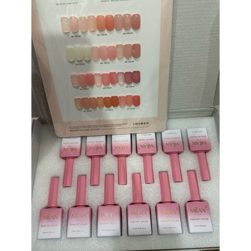 Set sơn gel Thạch màu MILAN tông hong siêu hot chai ml tặng kèm