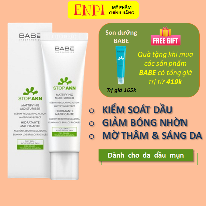 Kem dưỡng ẩm kiềm dầu BABE Stop AKN Mattifying Moisturiser Shopee