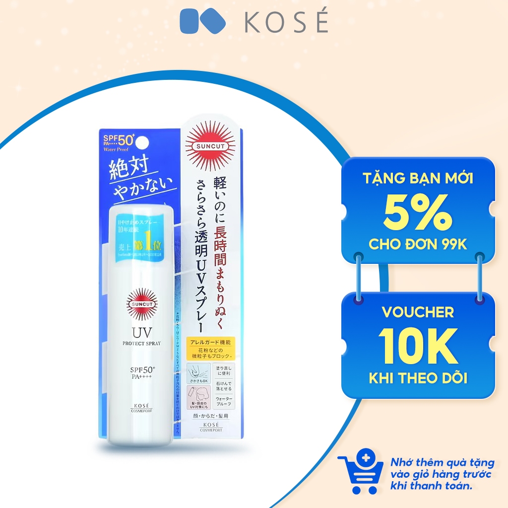 Xịt Chống Nắng Kosé Cosmeport Suncut UV Protect Spray SPF 50 PA 90g