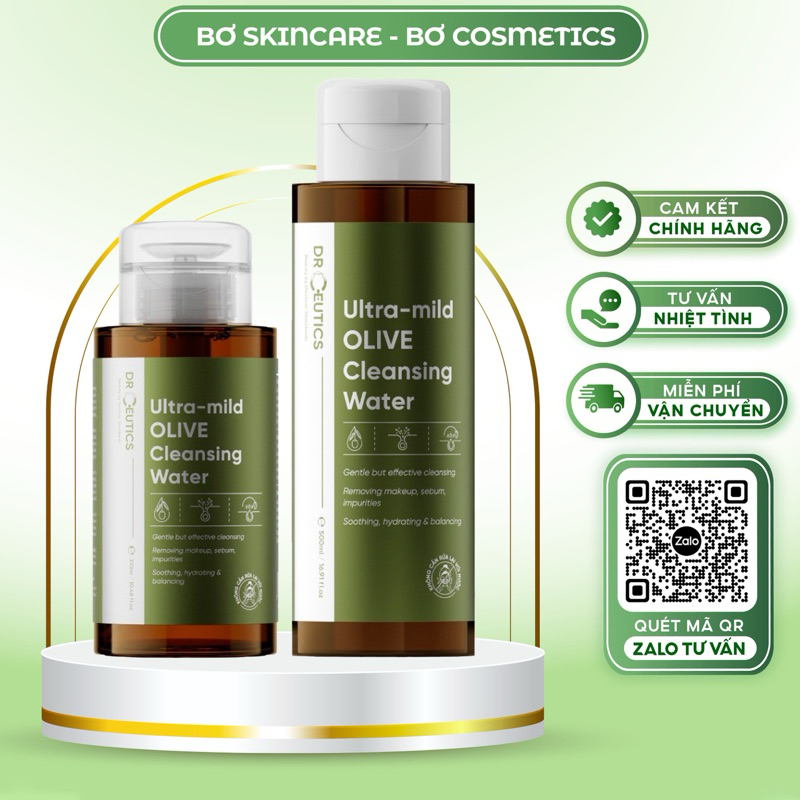 DRCEUTICS NƯỚC TẨY TRANG Ultra mild OLIVE Cleansing Water cho mọi loại