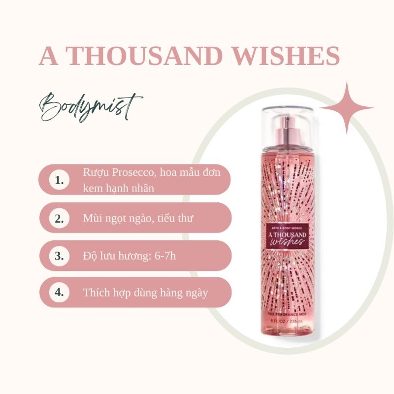 Xịt thơm Bodymist A Thousand Wishes BBW Shopee Việt Nam