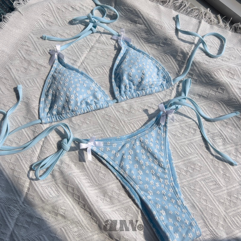 Set Bikini B I I Bi N Hoa Nh Xanh Pastel Nh N Charm