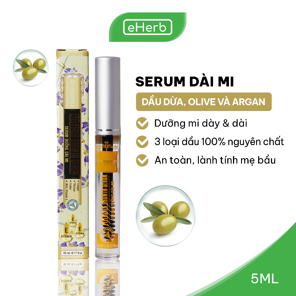 Serum Dưỡng Dài Mi Từ Dầu Nguyên Chất Dừa Olive Argan MILAGANICS