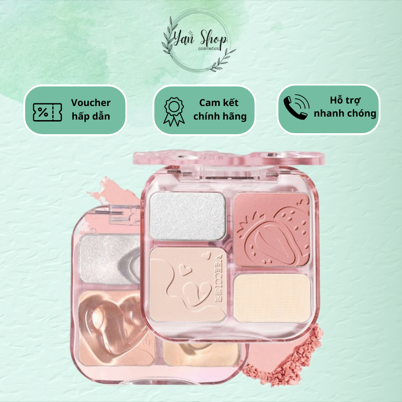 Tạo Khối Highlight Phấn Má Hồng VEECCI bắt sáng 4trong1 Sắc Tông Nude