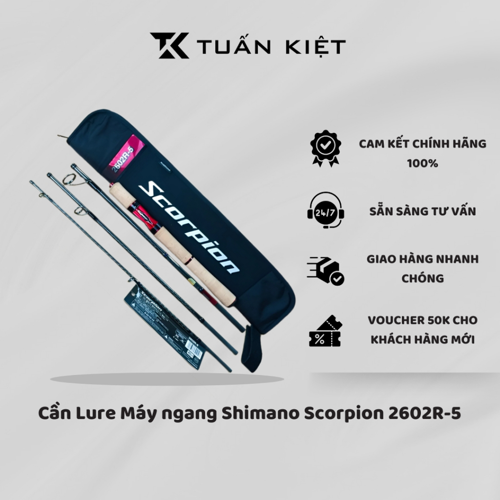 Cần Lure Máy ngang Shimano Scorpion 2602R 5 Tuấn Kiệt Fishing Phân