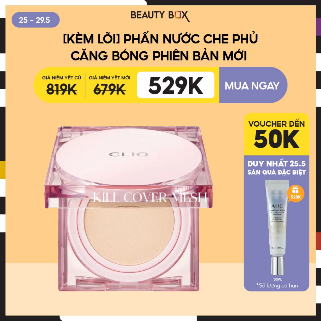 Voucher 50K Duy nhất 28 5 Phấn Nước Căng Mướt Da Clio Kill Cover