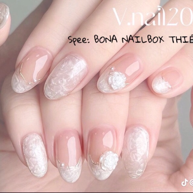 Nailbox Thi T K N U Nude Ng C Tr Ai Hoa Tr Ng By Bona T Ng Set Ph