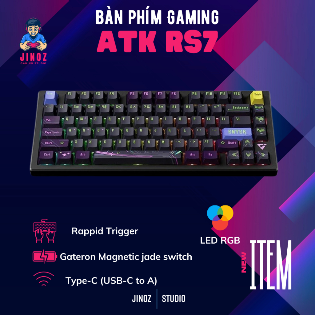 Bàn Phím ATK RS7 RGB Rapid Trigger Gateron Magnetic Jade Switch