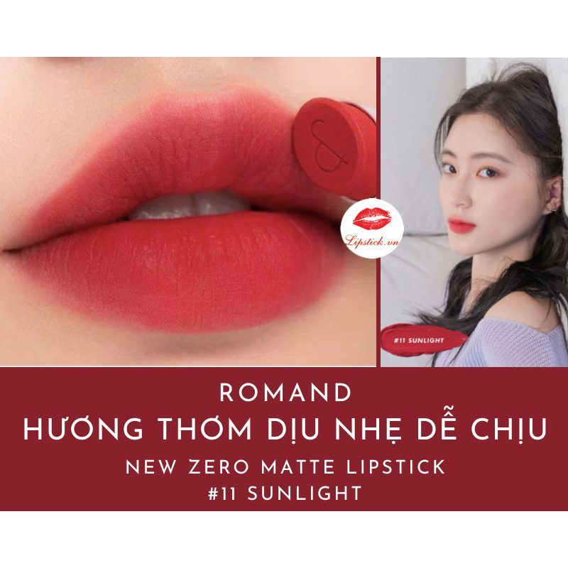 Muteral Nude Son thỏi Romand New Zero Matte Lipstick 3g full màu 21