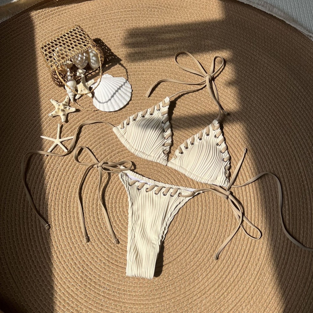 NHIỀU MÀU Bikini tam giác chất gân luồn dây mẫu mới Shopee Việt Nam