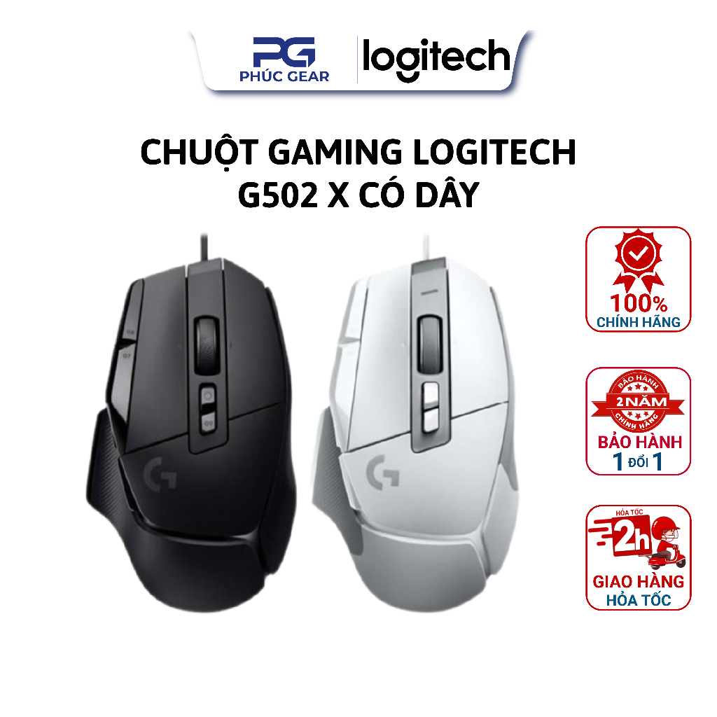 Chuột Gaming Có Dây Logitech G502 X Màu Đen Trắng Bảo hành 24