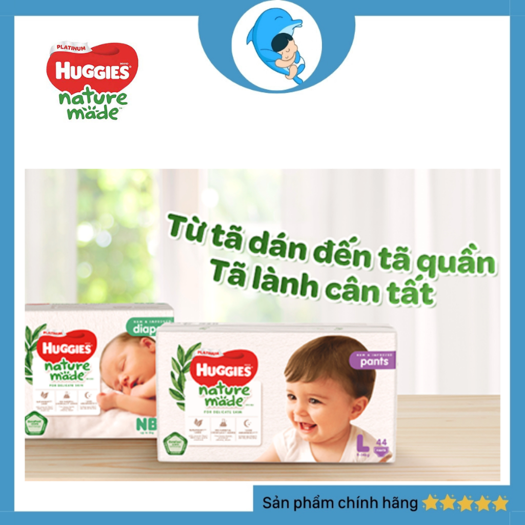 Bỉm dán quần Huggies Nature Made đủ size cho bé NB60 S82 M64 L54 XL44