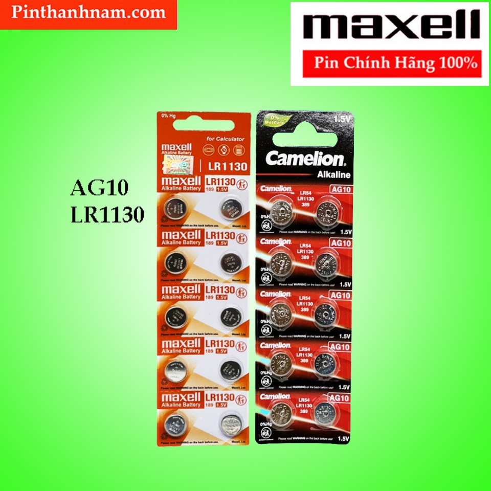 Pin LR1130 AG10 Maxell Camelion Vỉ 10 Viên Thay Máy Tính Casio Shopee