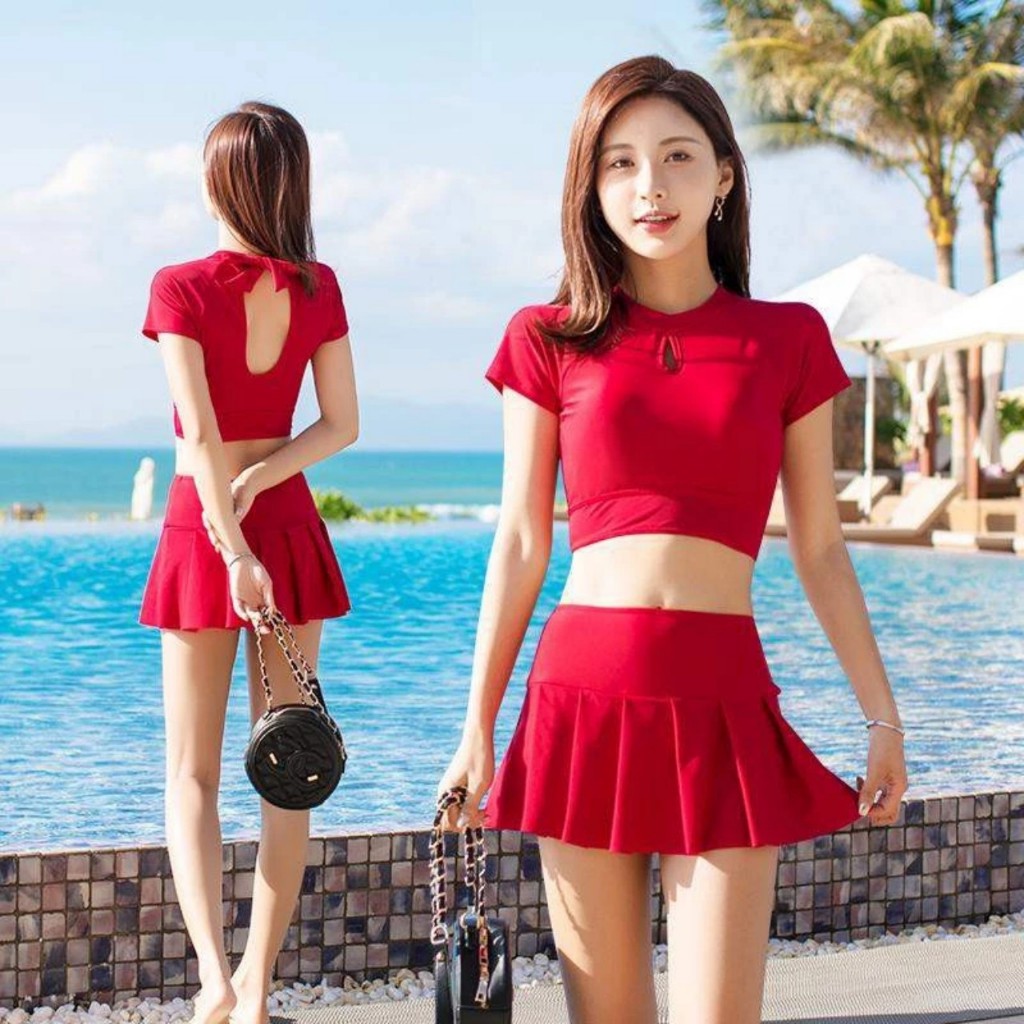 Bikini 2 Mảnh Áo Tắm Đồ Bơi nữ Dạng Quần Váy Thời Trang Đi Biển
