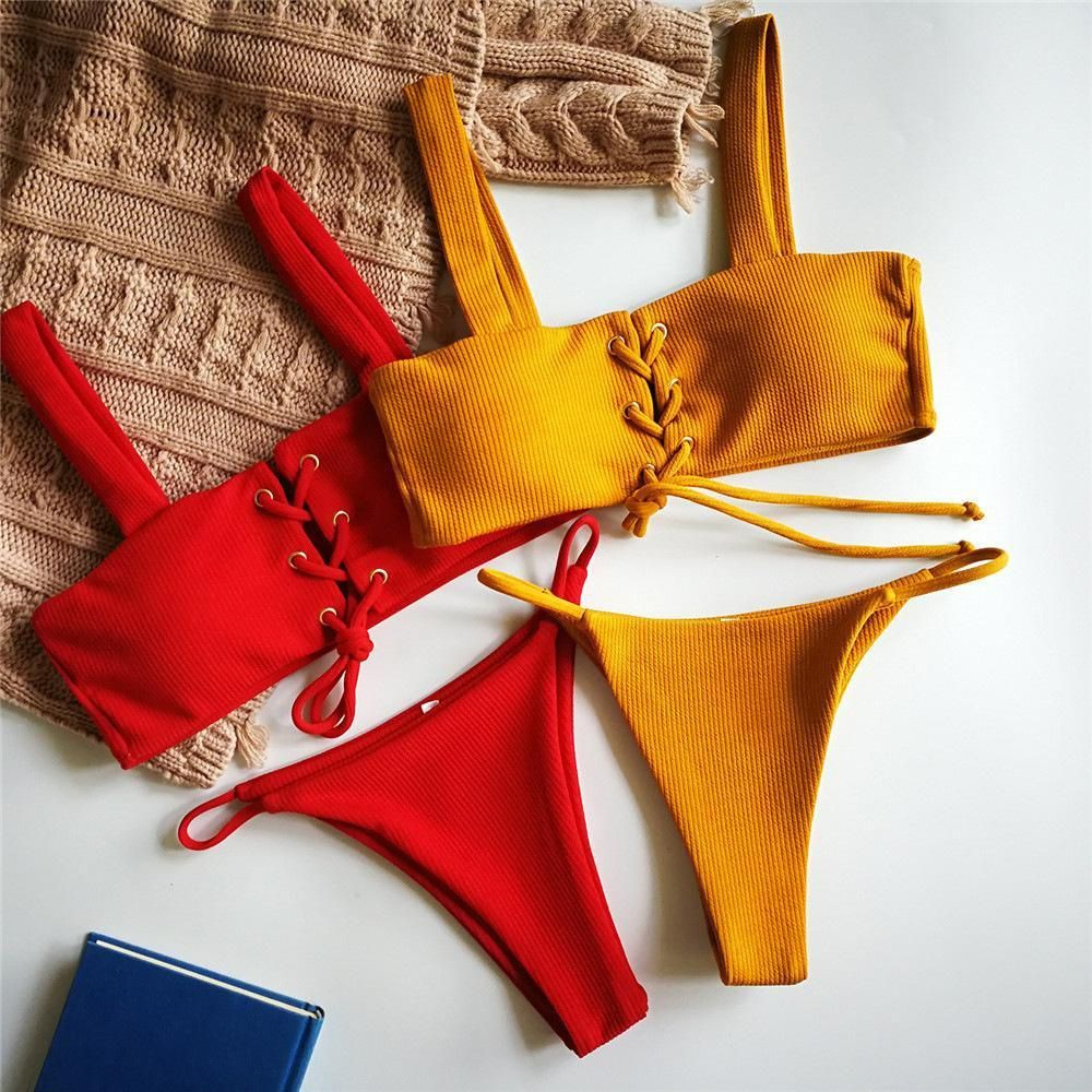 Bikini 2 Mảnh Tam Giác Đi Biển Tông Đỏ Sexy Tây Shopee Việt Nam