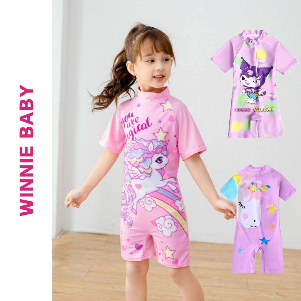Đồ Bơi Liền Thân Trẻ Em Áo Bơi Bikini Dành Cho BÉ GÁI Hoạ Tiết Hồng