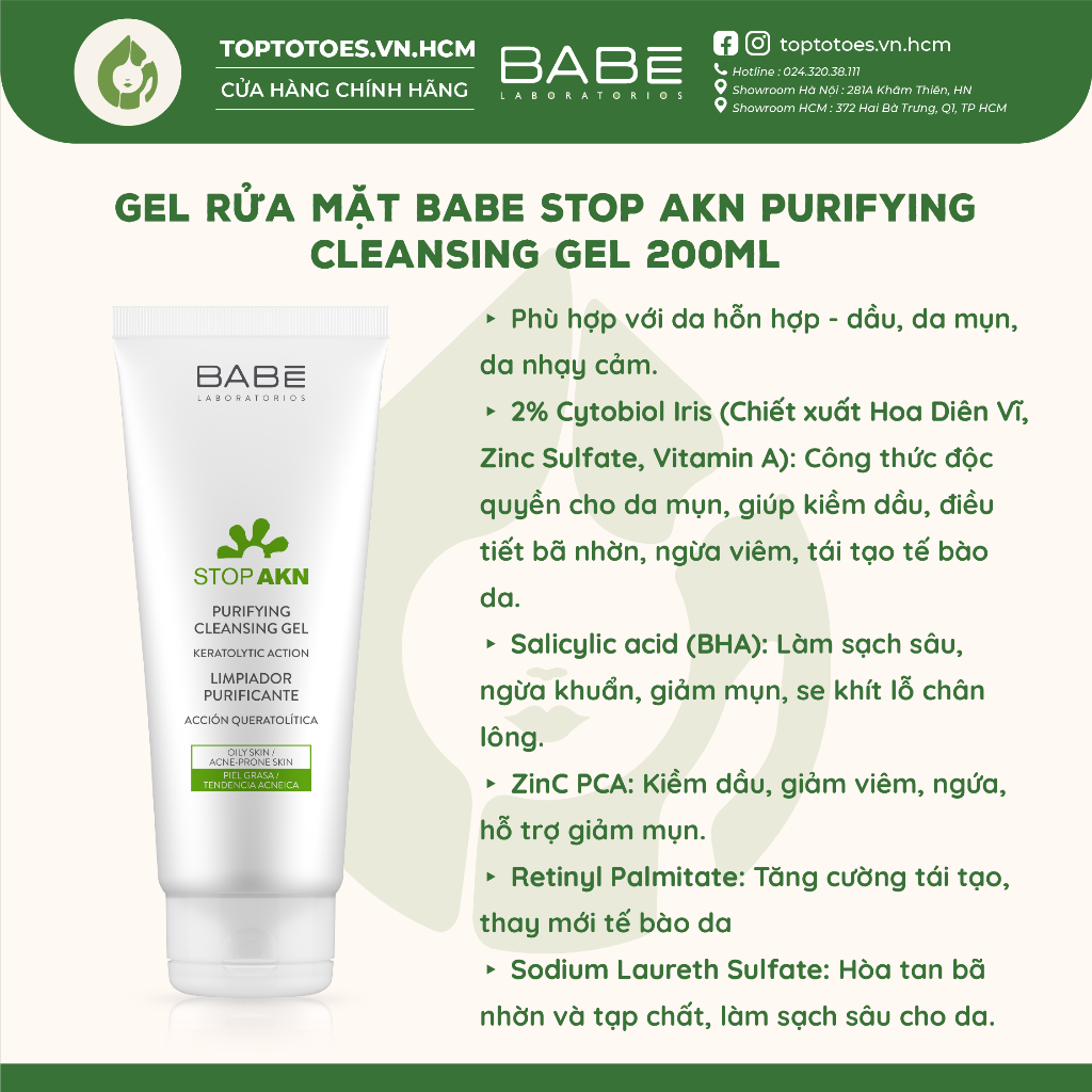 S A R A M T Babe Stop Akn Purifying Cleansing Gel Ml Shopee Vi T Nam