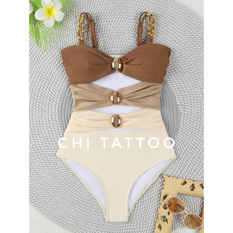 bikini một mảnh đính cúc lớn sang chảnh BL4M Shopee Việt Nam
