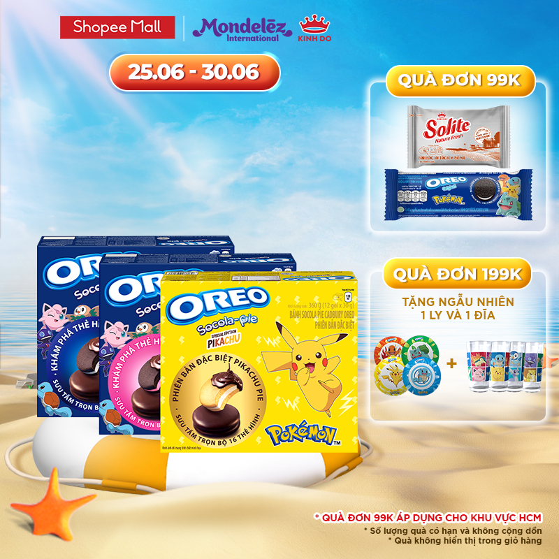 Combo 3 OREO POKÉMON Pie 360g các vị Pikachu Dâu Vani Shopee Việt Nam