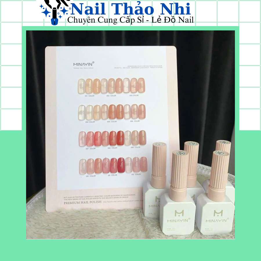 Set sơn gel thạch Minayin 12 màu Tone thạch nâu Tone hồng nude