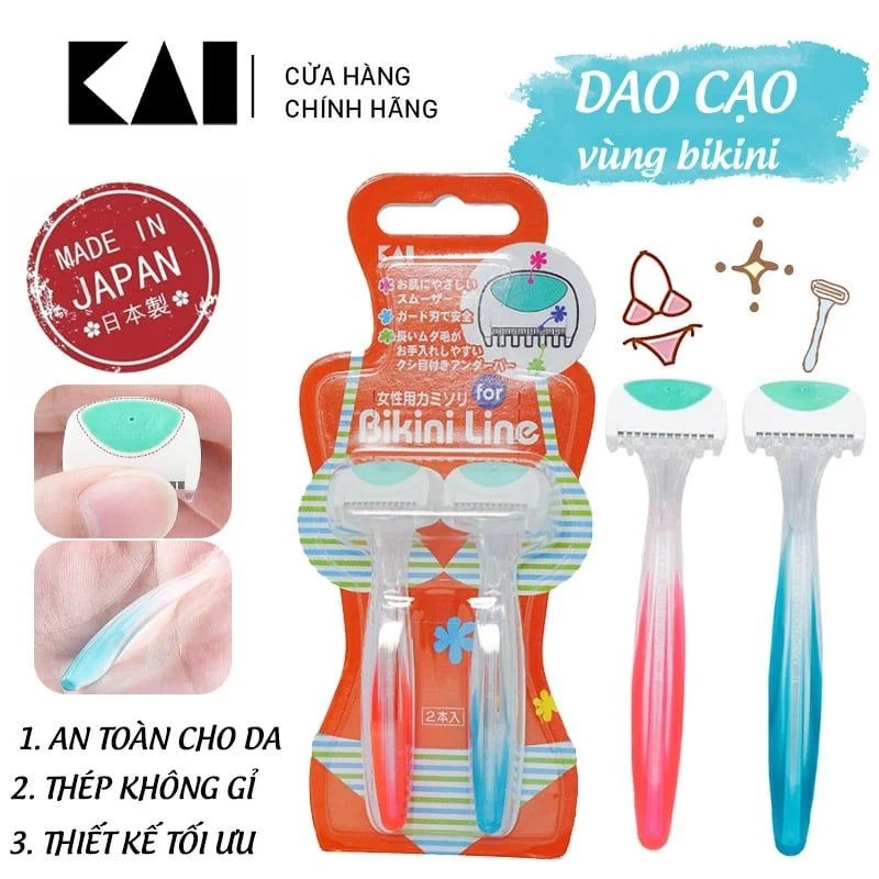 Set 2 dao cạo vùng kín Bikini KAI hàng Nhật Bản Made in Japan