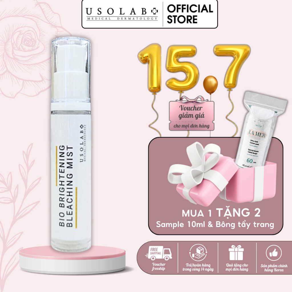 Sample toner và xịt khoáng 2 in 1 USOLAB Bio Brightening Bleaching Mist