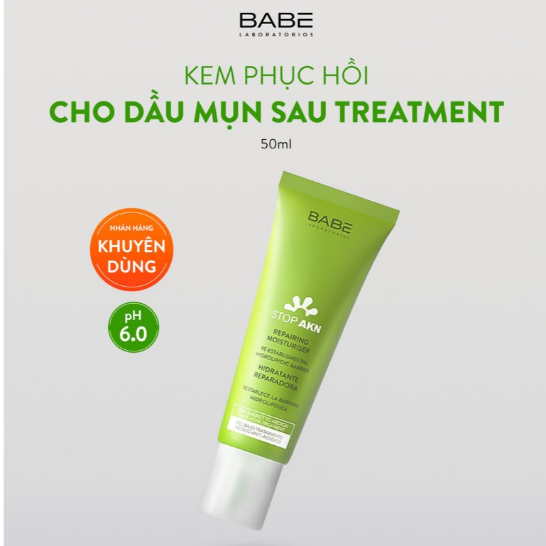 Kem dưỡng BABE cho da dầu mụn Stop AKN Mattifying Moisturiser 50ml