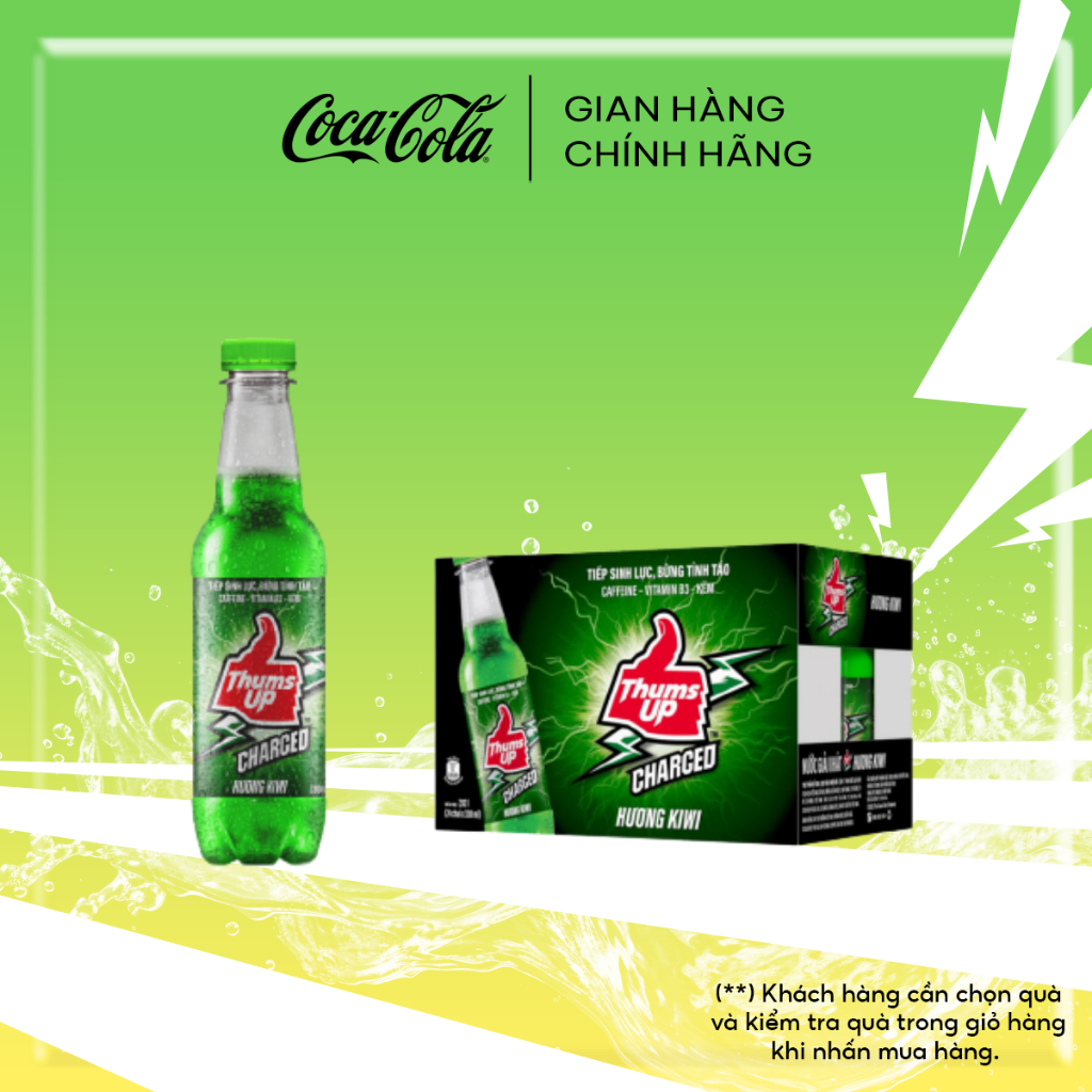 Thùng Lốc 24 Chai Nước Tăng Lực Giải Khát Thums Up Hương Kiwi 330ml Lon