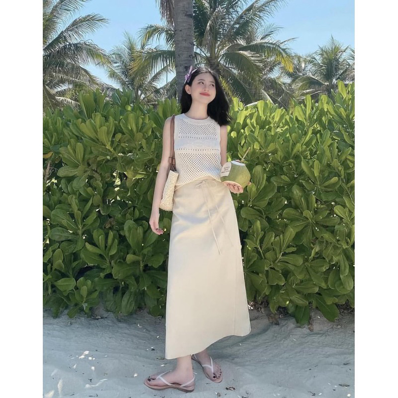 Hion Store Set áo ren nude cv kaki midi Shopee Việt Nam