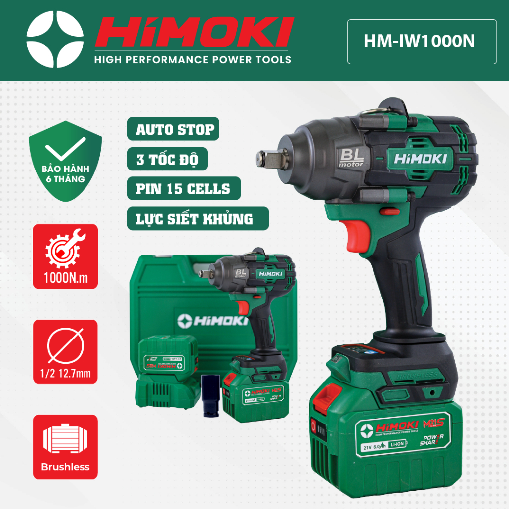 CHÍNH HÃNG Máy siết bulong Workfix WF IW2100N Auto stop Vặn mở đai