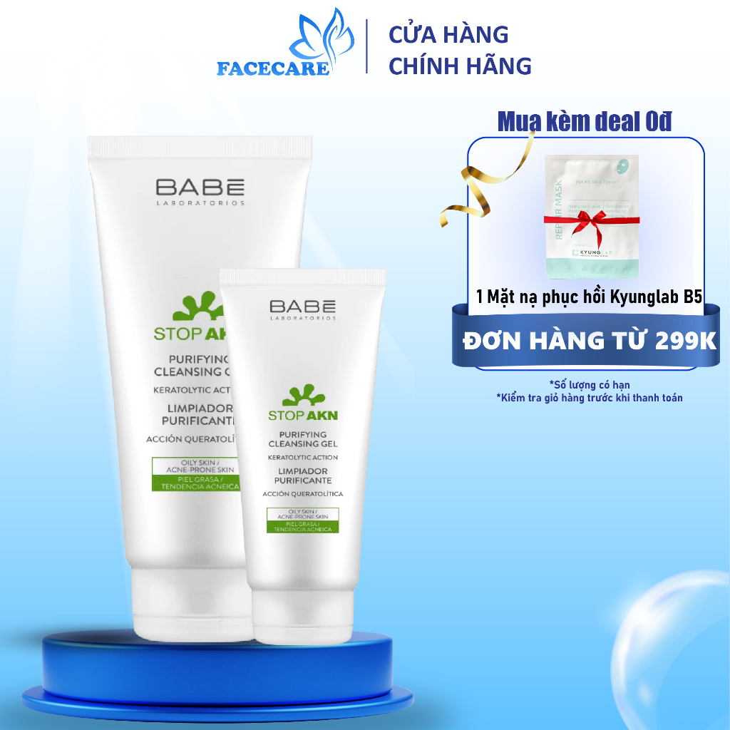 Sữa Rửa Mặt BABE BABÉ Stop Akn Purifying Cleansing Gel Cho Da Dầu Mụn