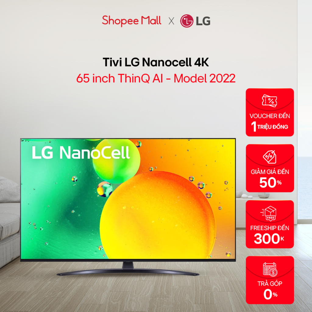 Shopee Lắp đặt 0Đ HN HCM Smart Nanocell Tivi LG 65 Inch 4K